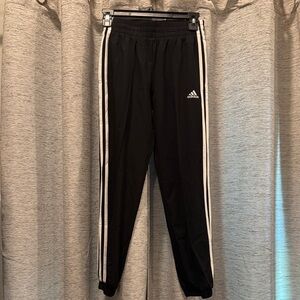 Adidas Kids Black Joggers with White Stripes